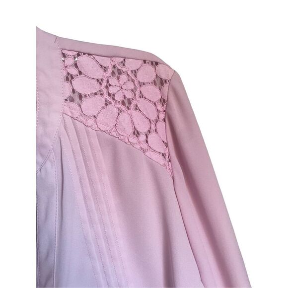 Nanette Lepore Sugar Plum Blouse Top Pleated Button down lace Detail M - Picture 3 of 12